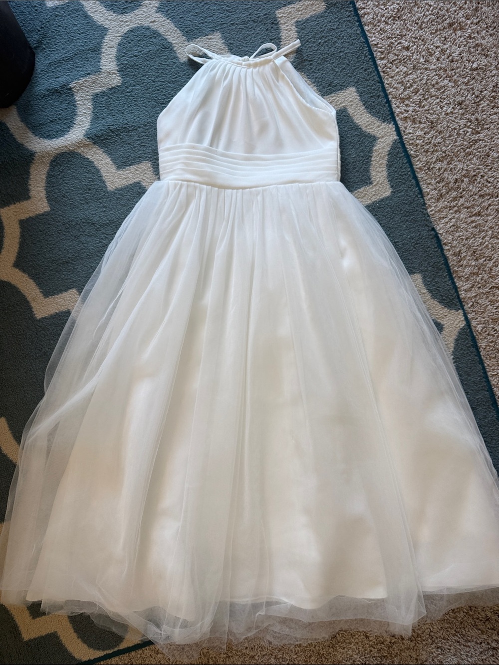 Worn Once Formal White Halter Tulle Flower Girl Dress - sister match available